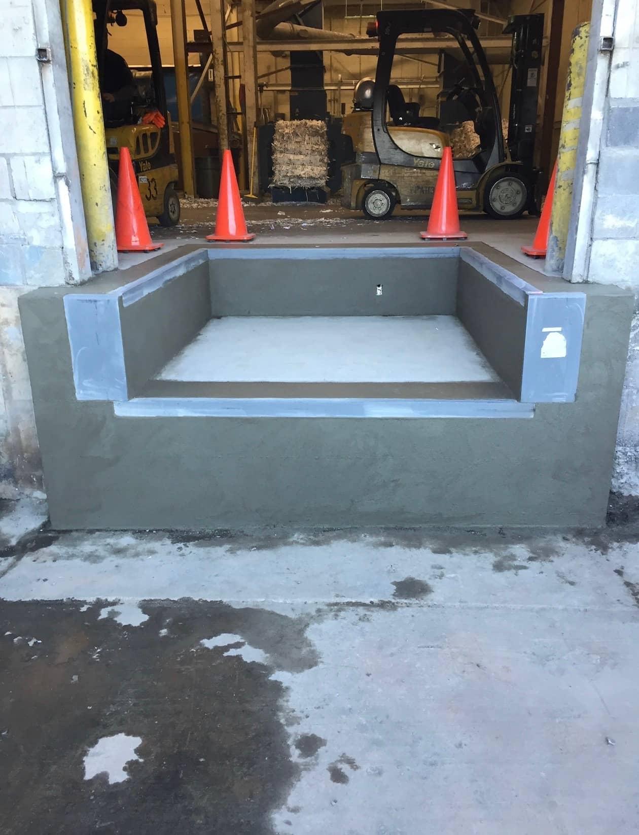Rebuilt loading dock after concrete work by MJS & Sons Construction