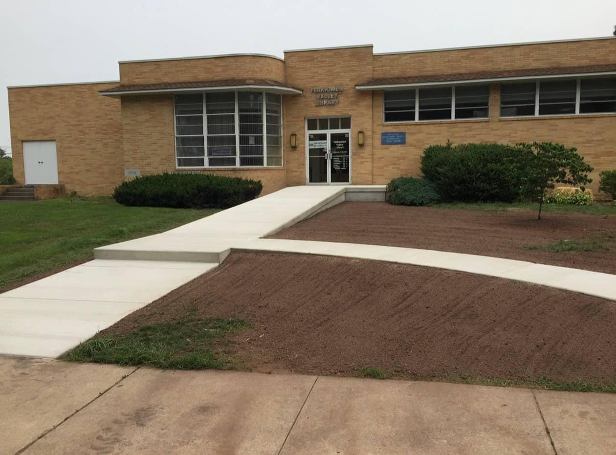 Finished walkway at Perkiomen Valley Library by MJS & Sons Construction