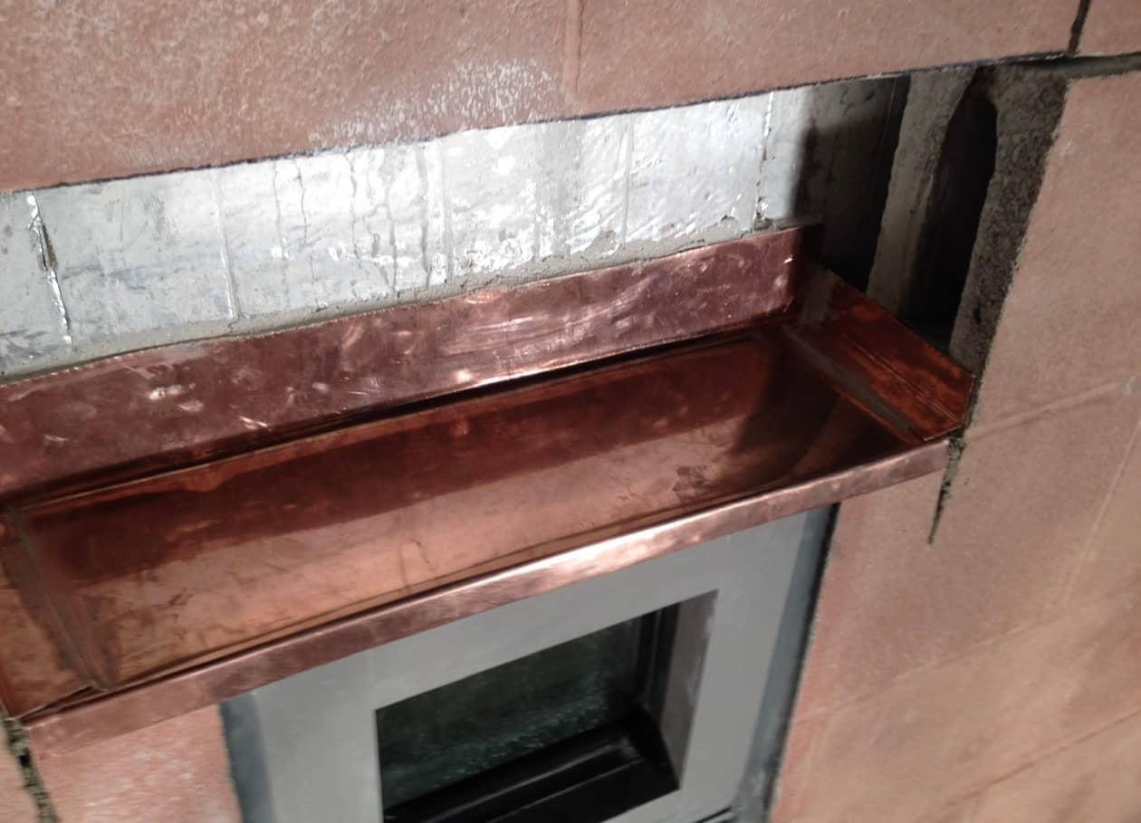 Copper flashing pan detail by MJS & Sons Construction