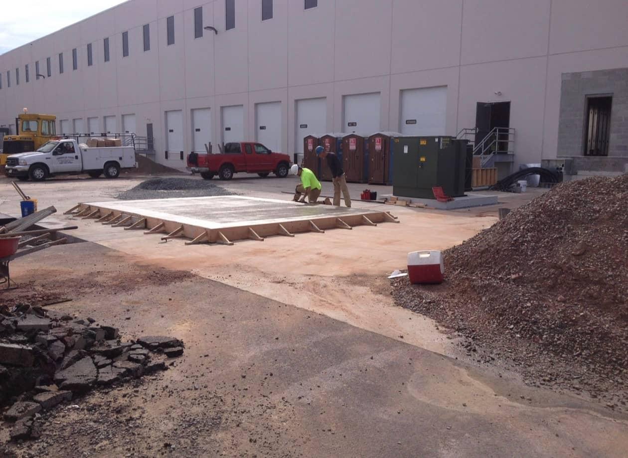 Equipment pad finished warehouse wide by MJS & Sons Construction