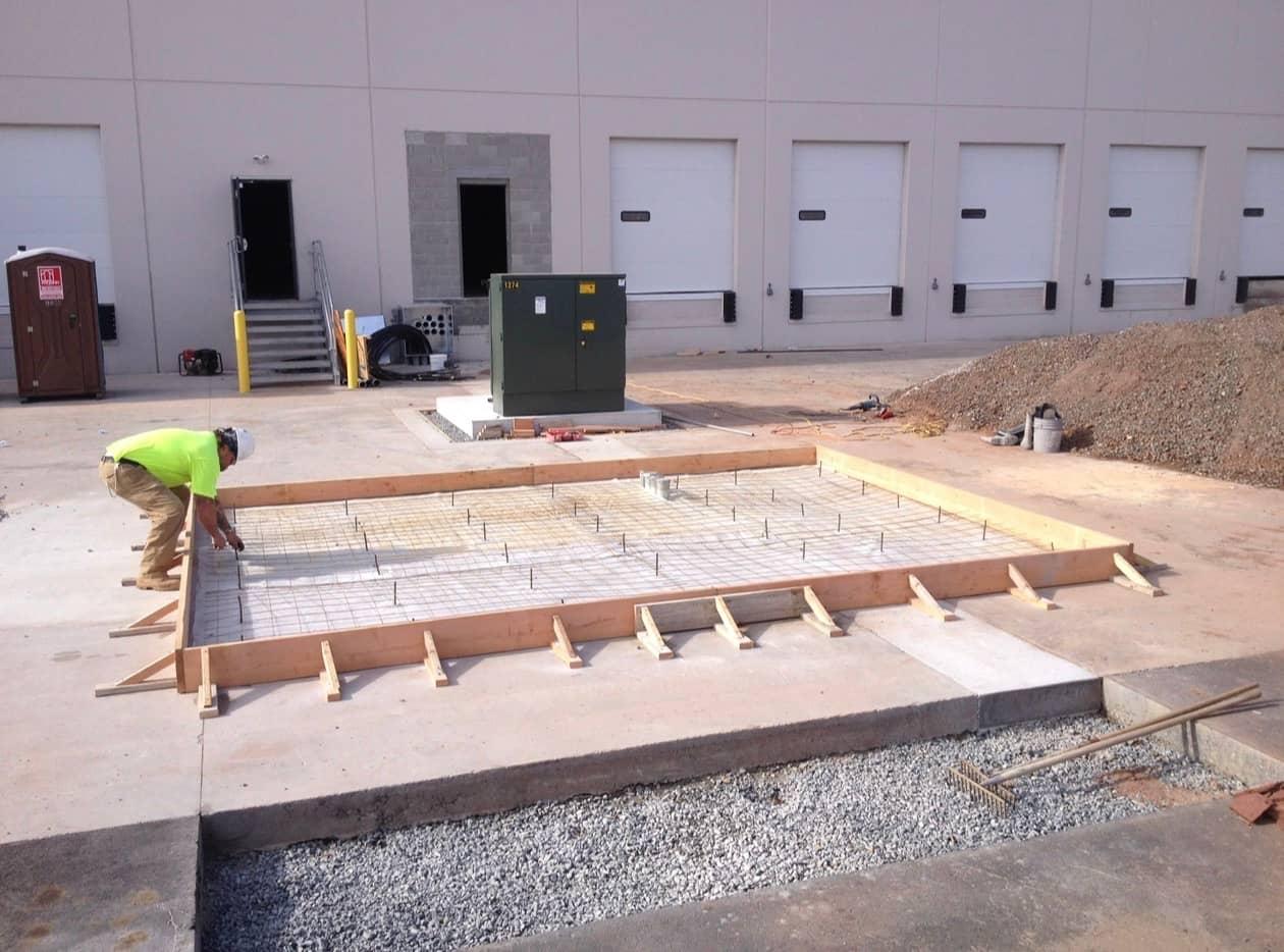 Equipment pad forms mesh setup by MJS & Sons Construction