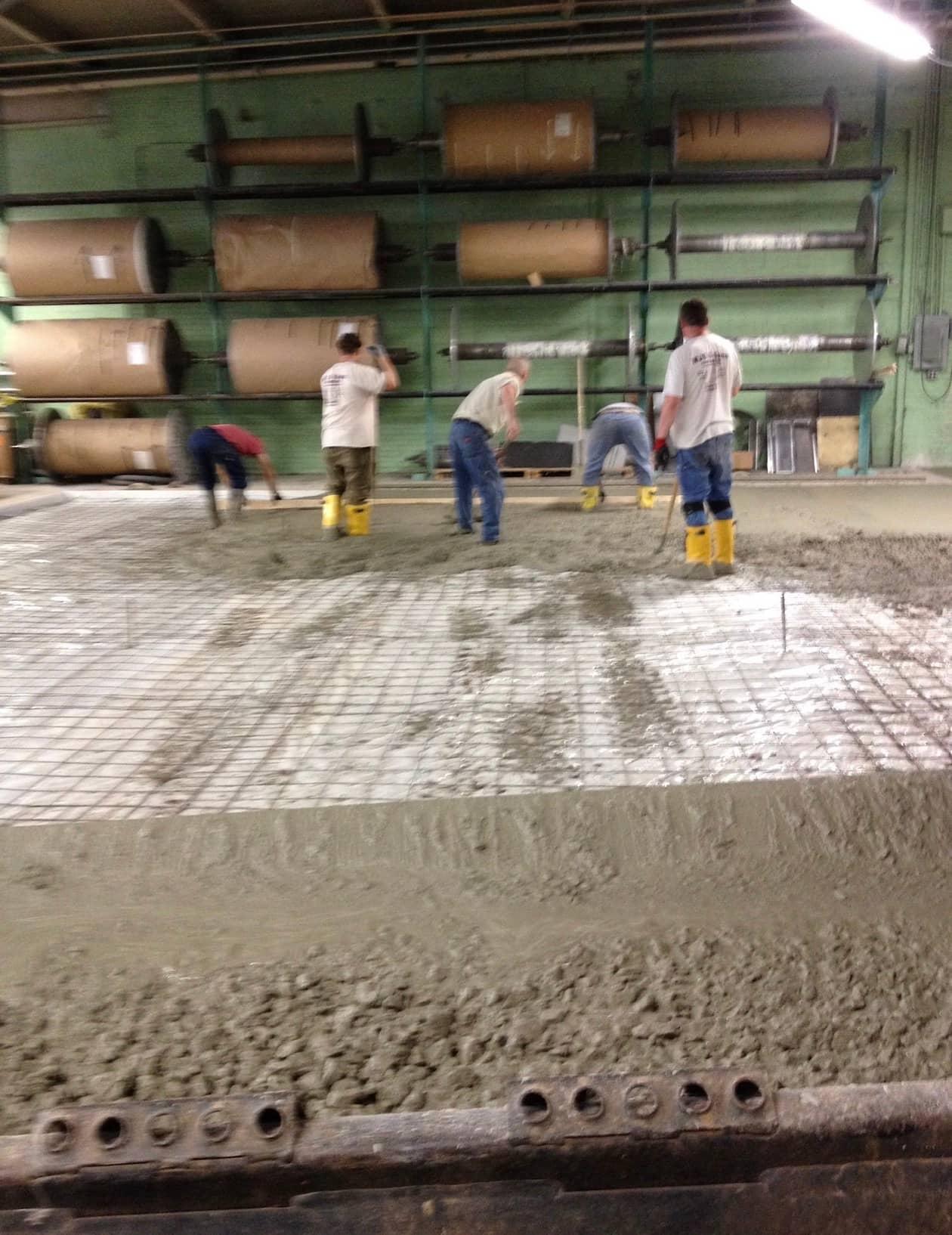 Interior plant slab pour five man crew by MJS & Sons Construction