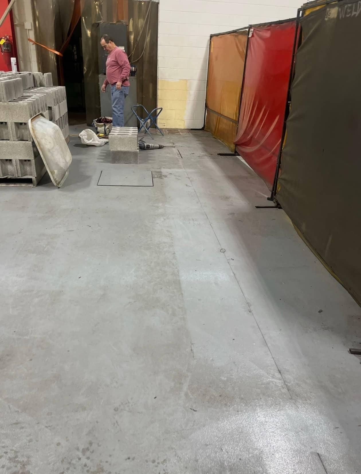 Interior shop block wall progress by MJS & Sons Construction